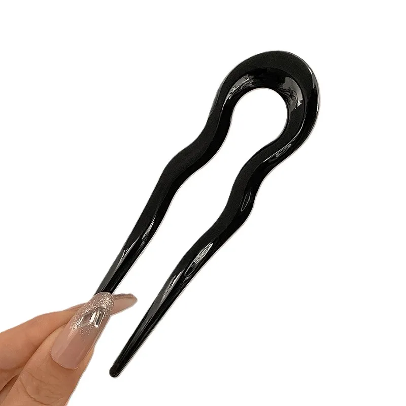 U자형 헤어 포크 패션 토터스쉘 아세테이트 헤어핀 기하학적 디자인 헤어 액세서리 여성 소녀용 신상 헤어 액세서리