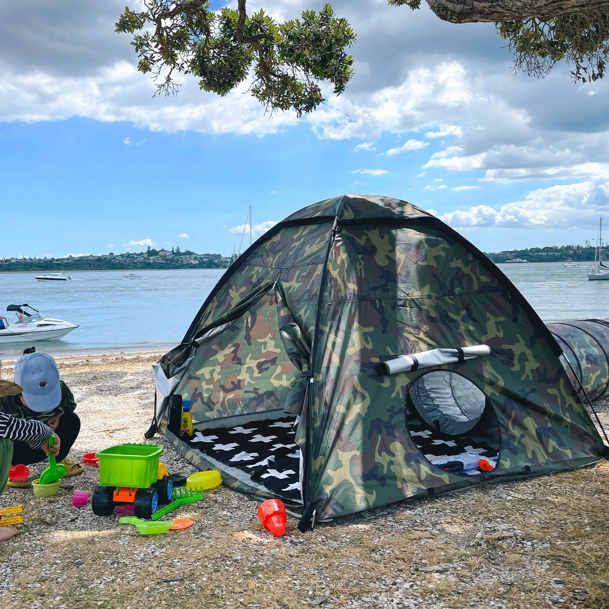 NARMAY Tente pour enfants, pour jeu en intérieur/extérieur, 152 x 152 x 111 cm, Motif camouflage