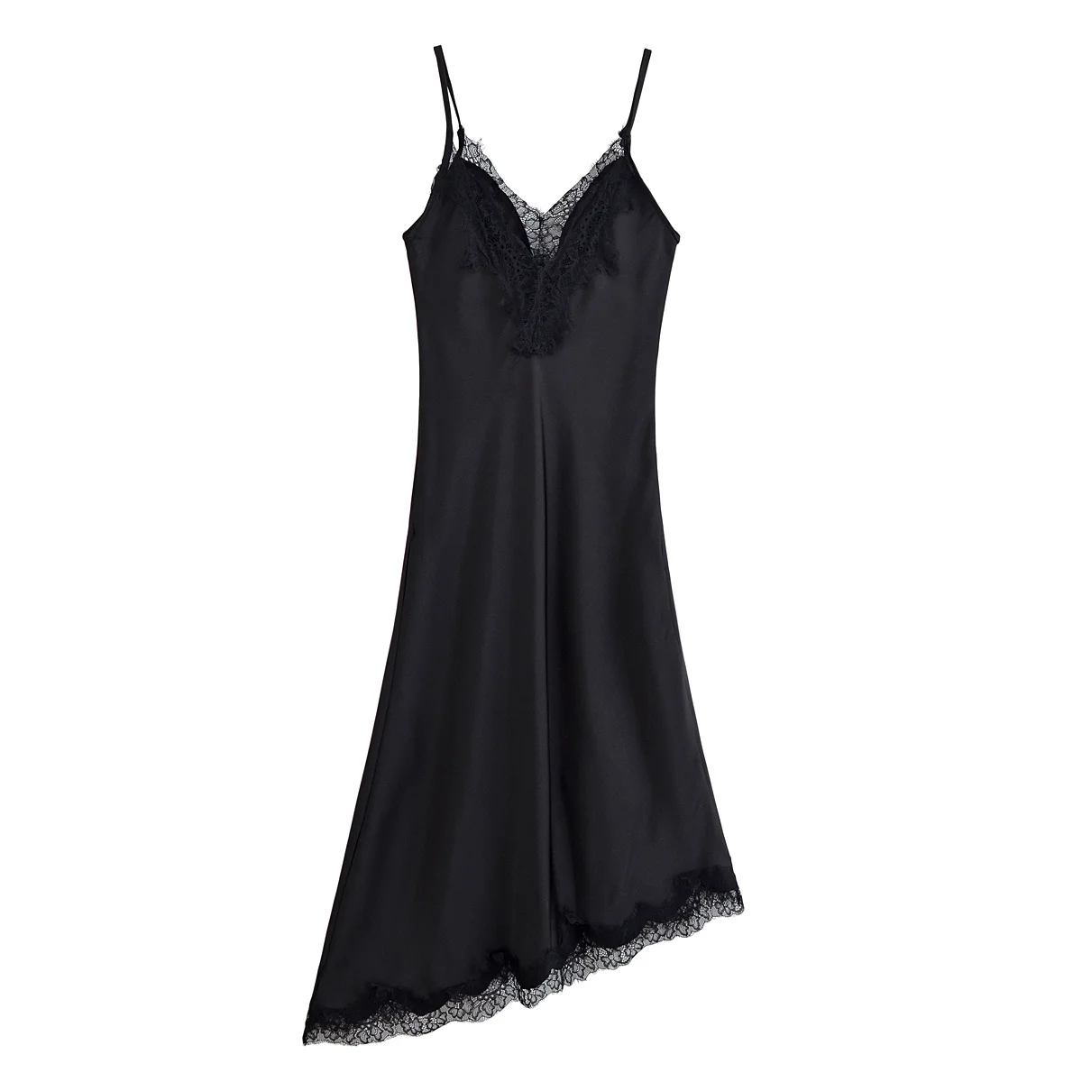 ชุดเดรสผ้าซาตินลูกไม้ ดีไซน์แฟชั่นสำหรับผู้หญิง รุ่นใหม่ประจำฤดูใบไม้ร่วง สีพื้นเรียบ ทรงตรง สไตล์ลำลอง