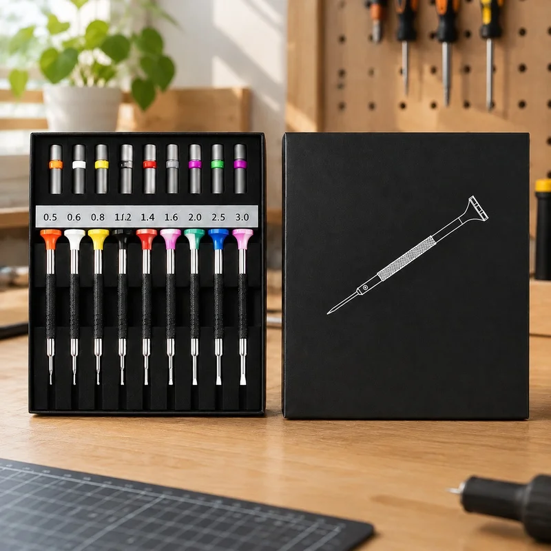 Set of 10 Precision Mini Screwdrivers 0.5-3.0mm for Eyeglass and Watch Maintenance