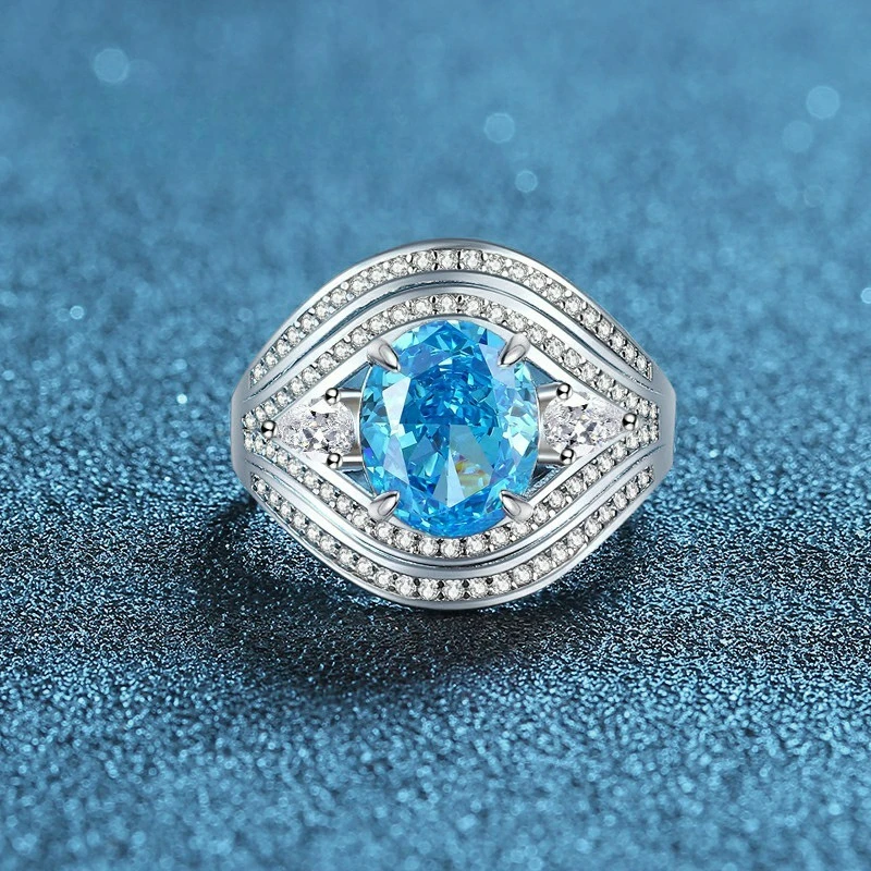 

PT950 Платиновый искусственный культивированный драгоценный камень Красный Морской Синий Розовый Зеленый Женское кольцо в форме яйца Роскошное ВысококачественноеМодное