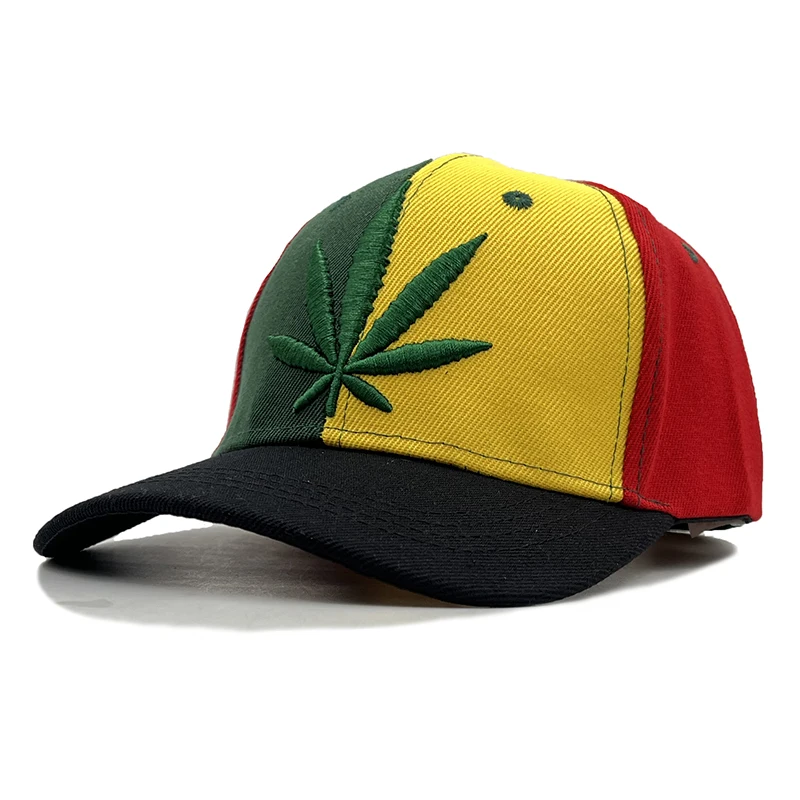 

Fashion Splice Embroidery Maple Leaf Hat Weed Casquatte Cap Men'S and Women'S Cotton Hip Hop Adjustable Baseball Cap Sport Bone