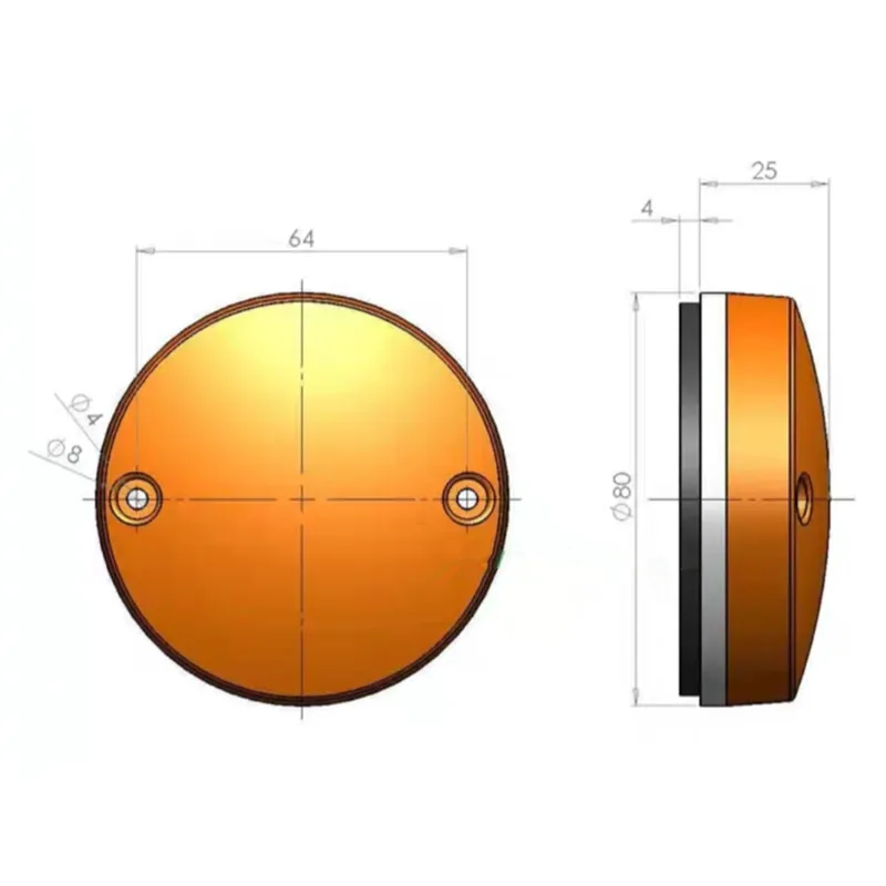 80mm Round Light, Led Model 12V, Front Headlight, Reversing Light, Turn Signal, Brake Light, Suitable for Most Electric Vehicles