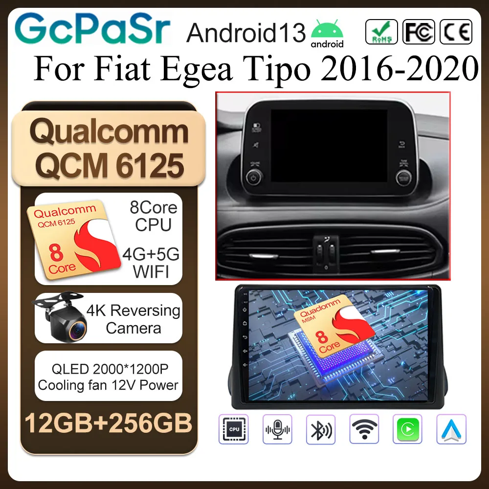 

Автомобильный радиоприемник Android 13 для Fiat Egea Tipo 2016-2020, стерео мультимедийный плеер, авторадио, GPS-навигация, 4G, WIFI Carplay, без 2din DVD