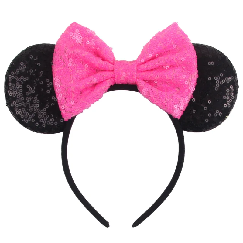 Amusement park glitter bow headband, sweet European and American ear headband, cute cartoon mouse hair accessory