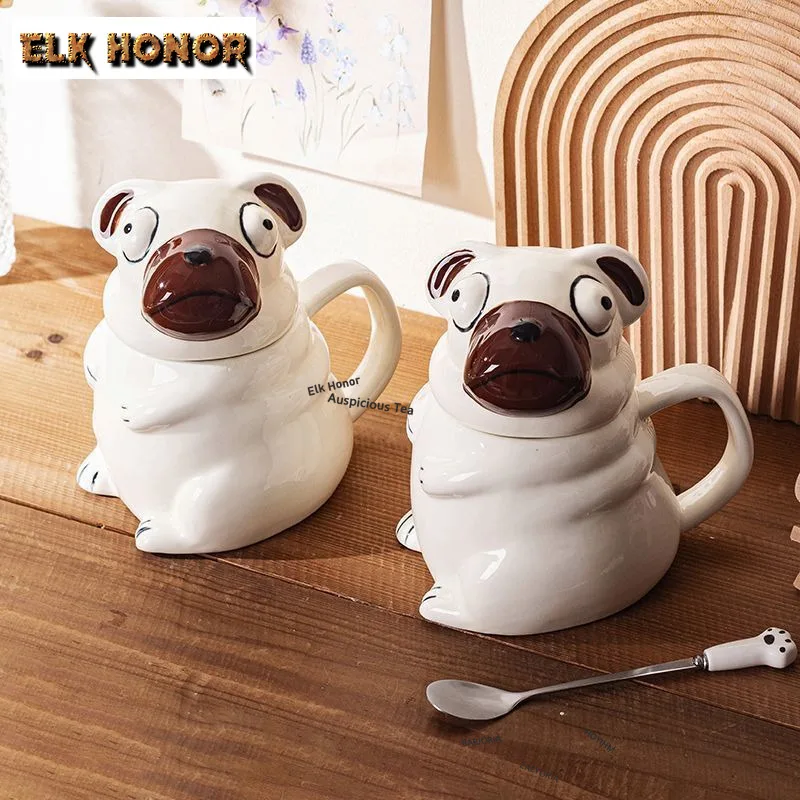 ZAEYORIA 550ml Funny Bags Dog Mug Large Capacity Cute Ceramic Cup Novel Tea With Lid Cartoon Practical Birthday Gift Deco Mugs