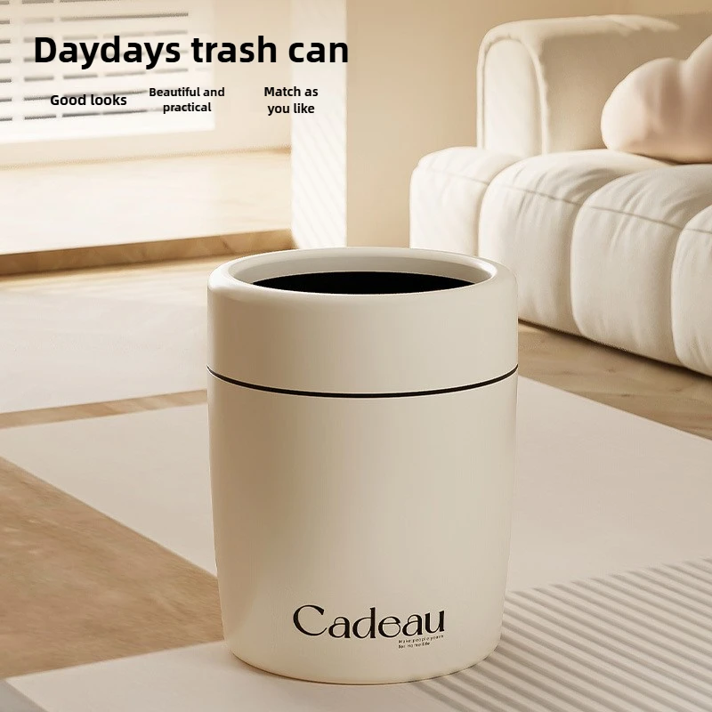

Trash Can Household High Value Large Uncovered Living Room Kitchen Bedroom Hotel Sanitary Bucket Office Pressure Ring