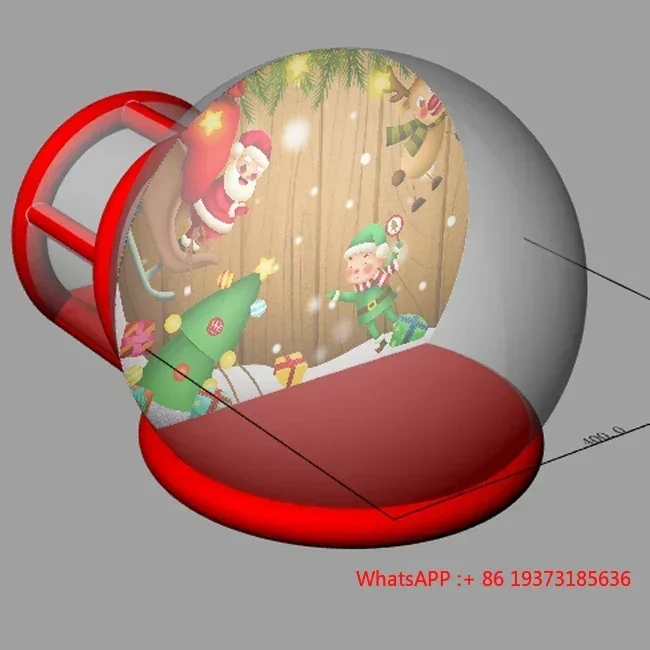 4m Dia.christmas Inflatable Snow Globe Photo Booth Red Tunnel Giant Inflatable Snow Globe With Drop For Event