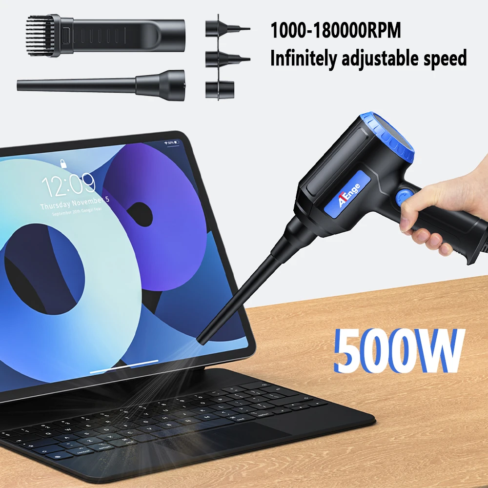 Powerful Air Blower Electric Compressed Air Duster 500W Rechargeable Handheld Compressed Air For PC Computer Keyboard Cleaning