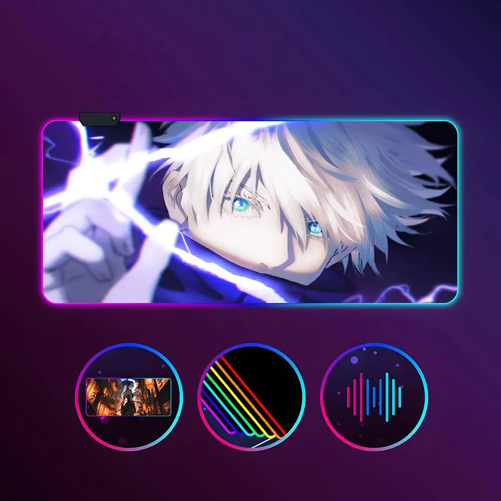 

Jujutsu Kaisen Gojo Satoru Mouse Pad RGB Luminous 900X400mm Large Table Mat Non-slip Extra Large Game Office Mouse Pad