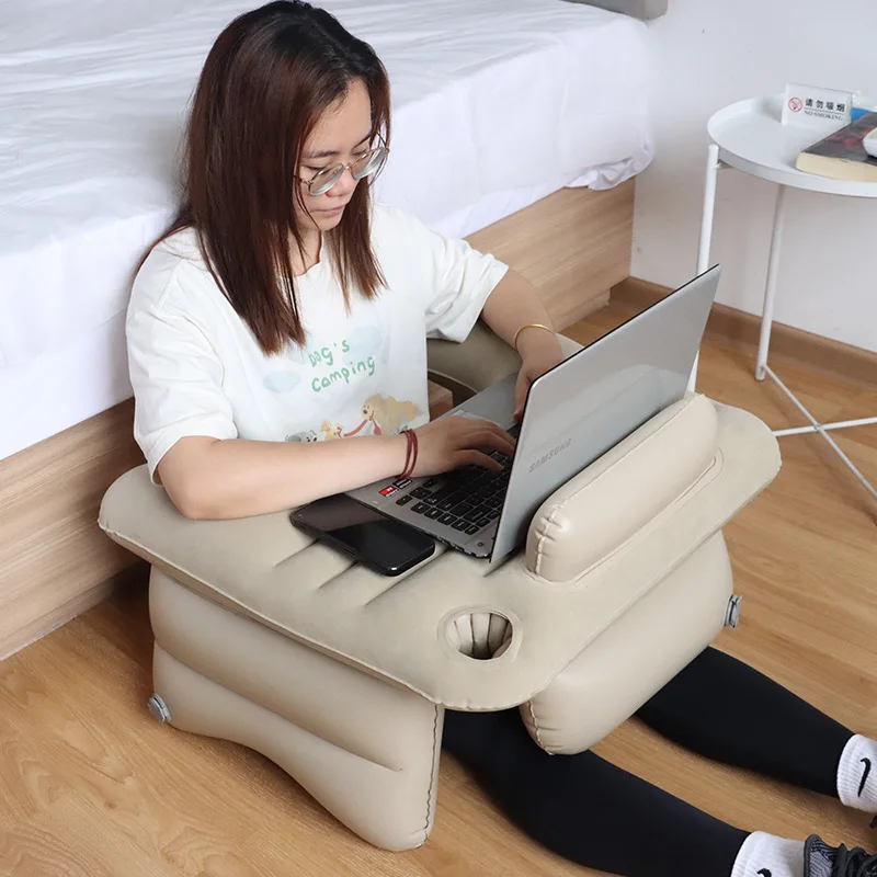 Inflatable study table pillow Game reading table Foldable desk pillow on the knee Adjustable height Computer table