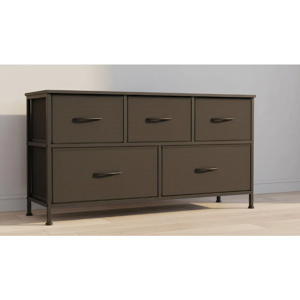 

Современный тканевый комод с 5 ящиками, органайзер для хранения для спальни, гостиной, прихожей, черный