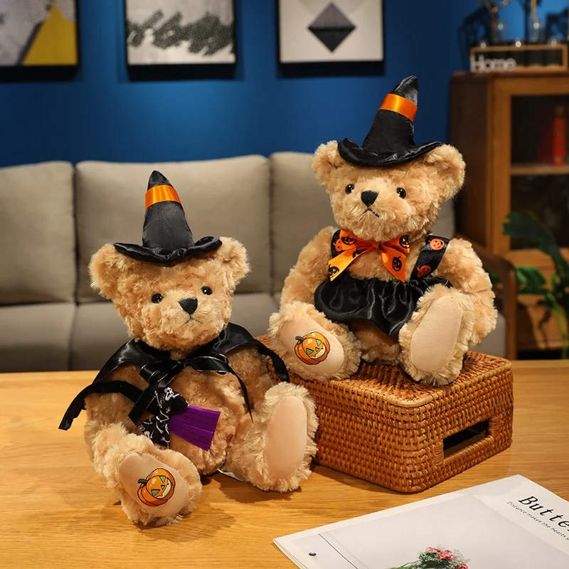 32 سنتيمتر Kawaii الساحرة الدب ألعاب من نسيج مخملي دمى تيدي لطيف محشوة وسادة الحيوان الناعمة لجميع القديسين هدية الكريسماس