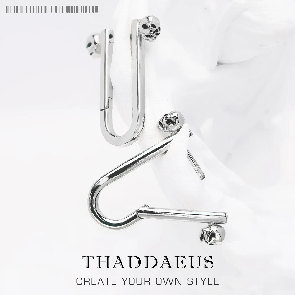 Hoop Earring Skull Brand New Europe Fine Jewerly For Women Men Punkl Gift In Pure 925 Sterling Silver