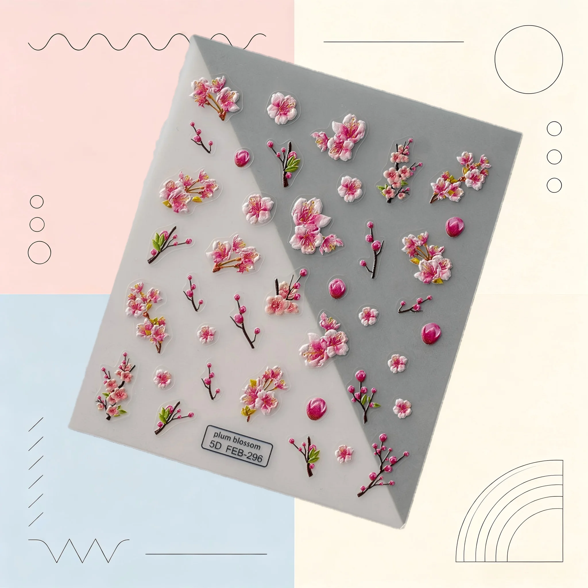 1PCS Ordinary Mixed Decorative Nail Stickers Simple Butterfly Bow Floral Elements Embossed Decals Suitable   Nail Design