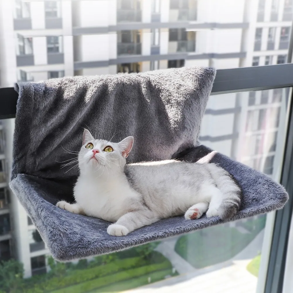 Window Cat Bed Hanging Hammock Soft Plush Cat Hammock for Indoor Cats Sunbathing All Season Pet Bed Supplies