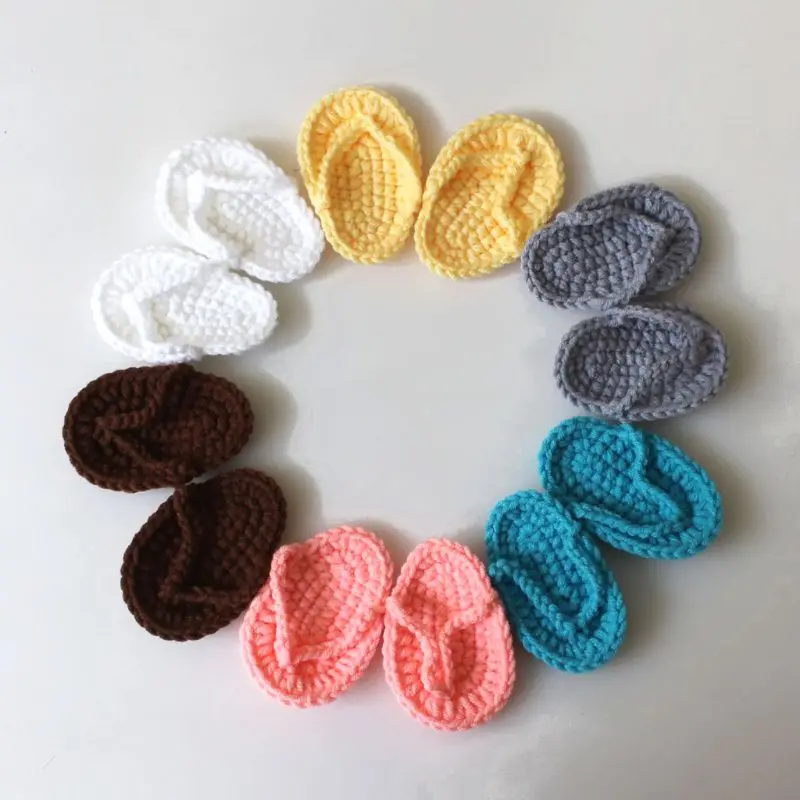 Infant Baby Slippers Newborn Photography Props Handmade Slippers Mini Crochet Baby Photo Props Shoes Newborn Accessories A2UB