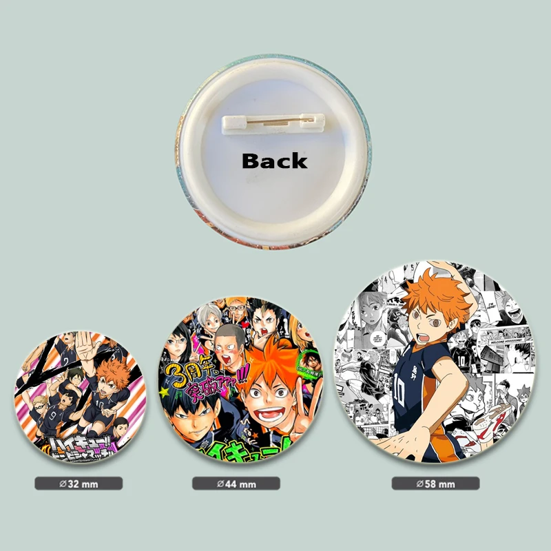 32/44/58mm Haikyuu!! Anime Brooches Cartoon Idol Volleyball Boy  Badge Round Lapel Pins for Clothes Hat Accessories Fans Collect