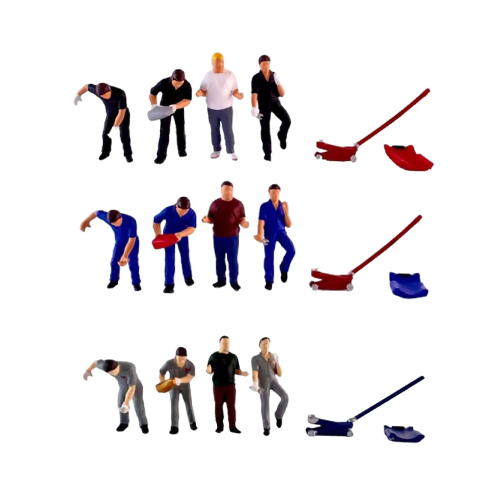 Figurines de Diorama Peintes pour Courses, Accessoires de Maison, Ensembles de Chemins de Fer, 4 Pièces, 1/64