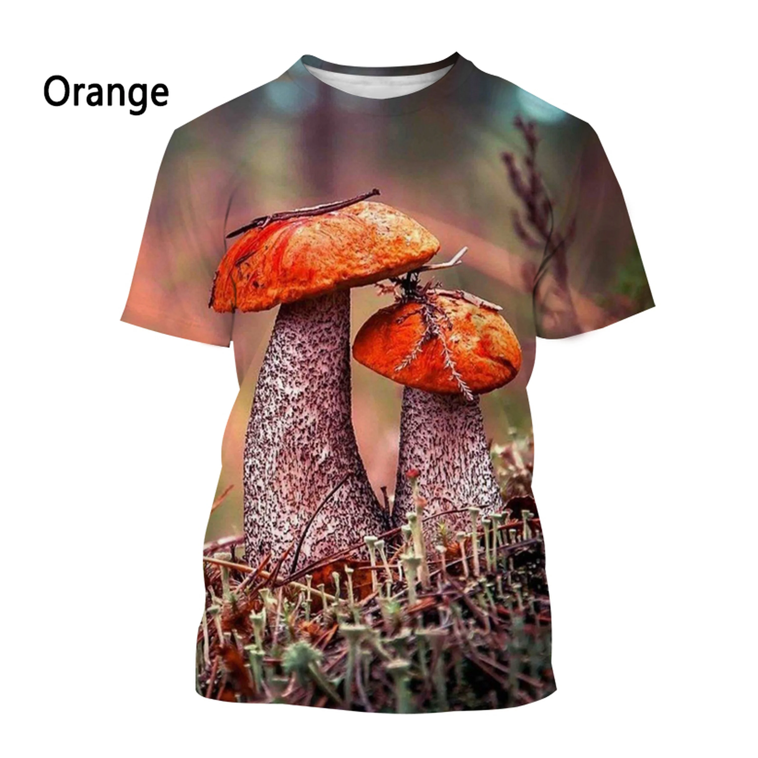 New fashion mushroom men\'s and women\'s 3D printed casual short-sleeved T-shirt