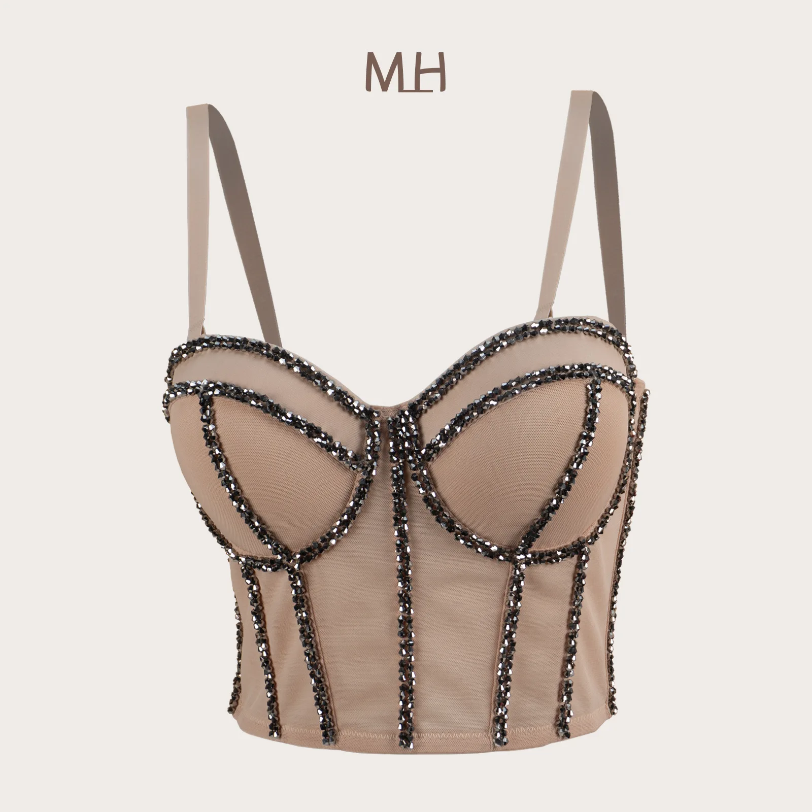 A881 Bühne Dance Wear Mode Mädchen Frauen Street Dance Kleidung Süße Memory Mesh Bh, Körper Gestaltung Kristall Trägerlosen Bh