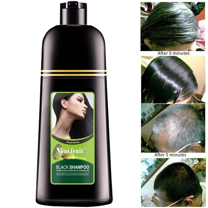 Long Lasting Fast Black Hair Shampoo Organic Pure Natural Oil Essence Hair Dye Shampoo For Cover Gray White Hair 500ml