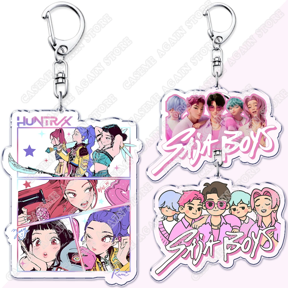 

Cute Kpop Band Demon Hunters Huntrix Saja Boys Keychains for Accessories Jewelry Rumi Zoey Jinu Derpy Tiger Keyrings Fans Gifts