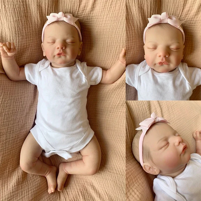 

49CM Newborn Baby Size Lifelike Reborn Doll Sleeping Sam Hand Painted 3D Skin with Visible Vein Lifelike Art Doll for Child Gift