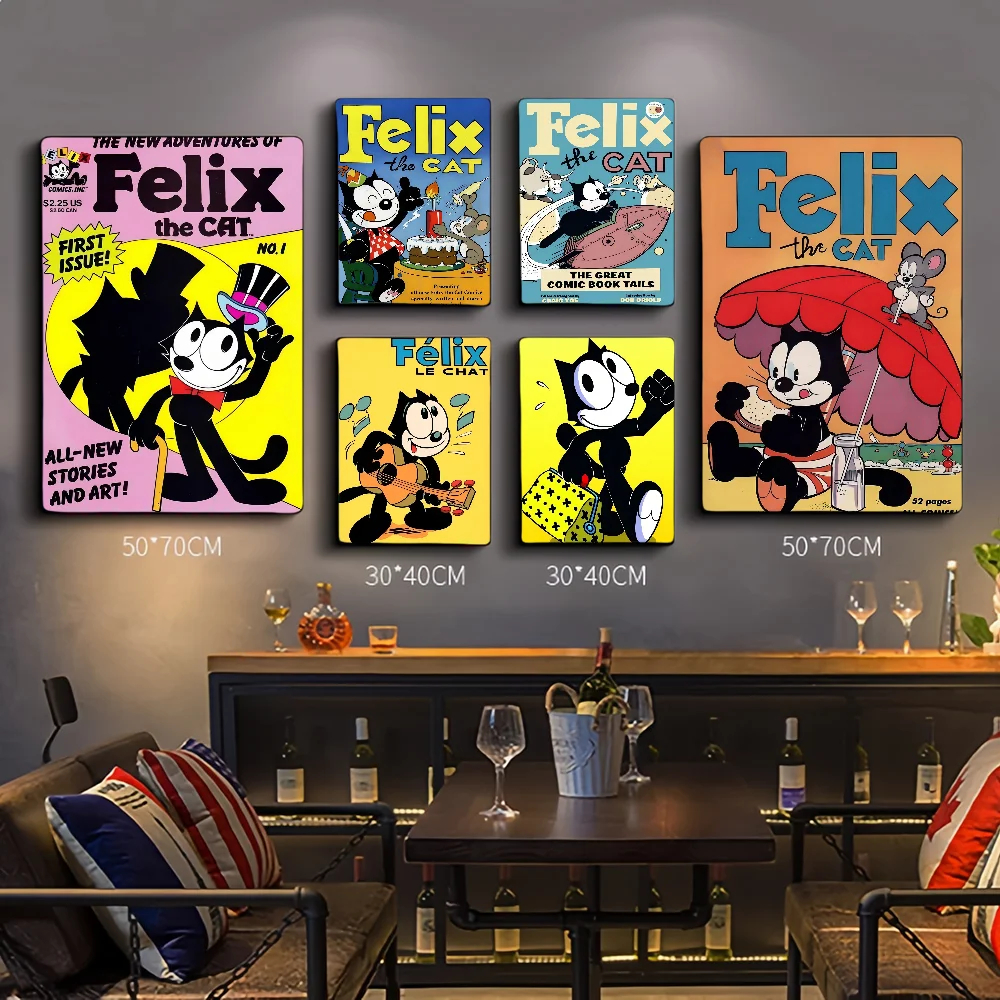 Cartoon CuteF-Felix The C-Cats Whitepaper Poster Retro Kraft Paper Sticker DIY Room Bar Cafe Vintage Decorative Painting