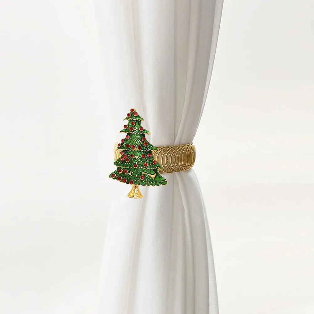 

2pcs Christmas Curtain Buckle Spring Holdback Creative Metal Tieback Rust-Resistant Family Gift Curtain Tiebacks Window