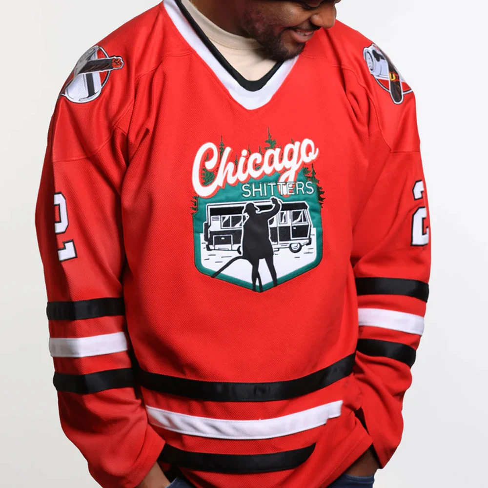 2024 Men's Chicago Shitters Eddie Christmas Style Hockey Jersey Youth Kids Warm Long Sleeve Hockey Training Uniform