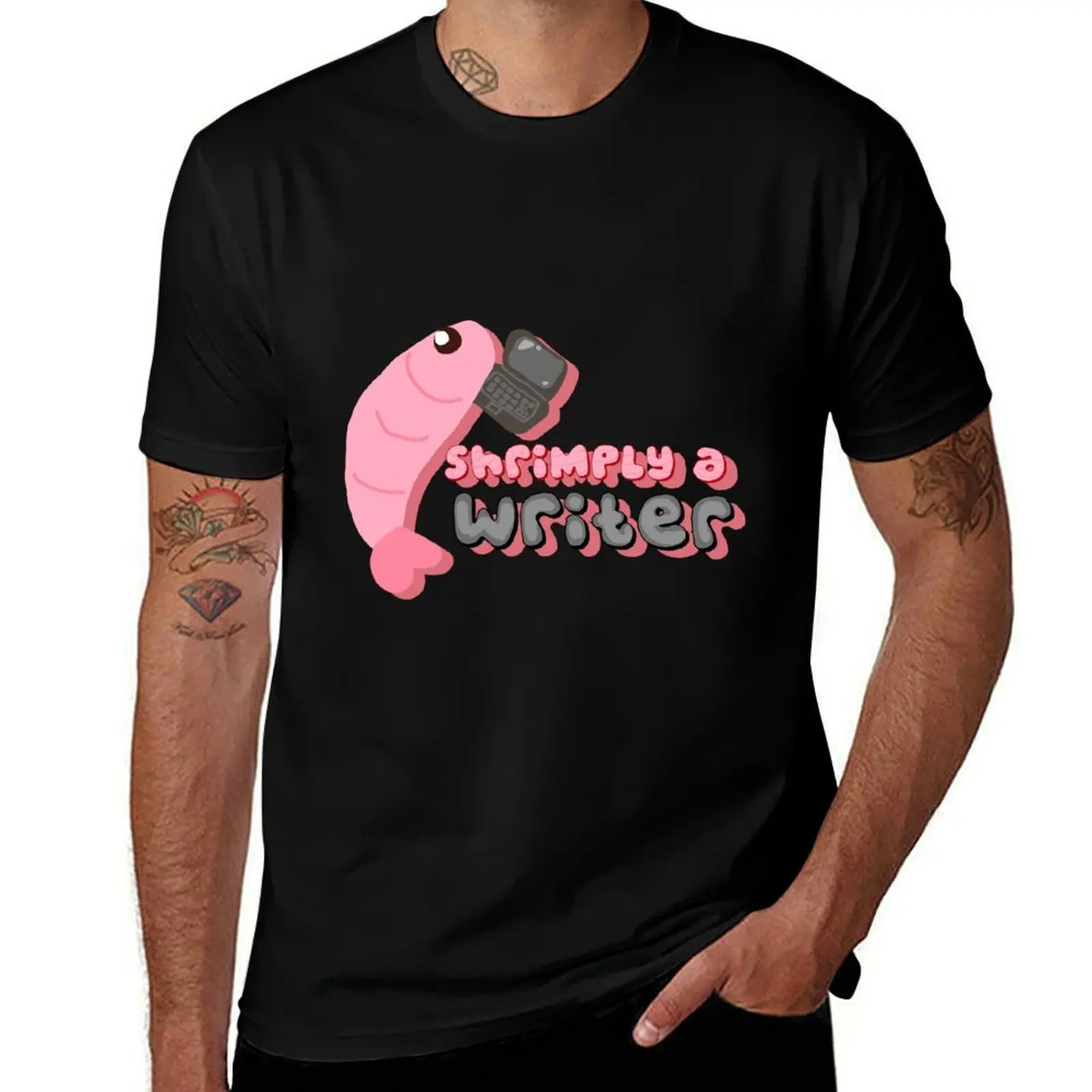 

writer shrimp T-Shirt funny shirt cotton graphic t shirt vintage fashion shirts men t shirt