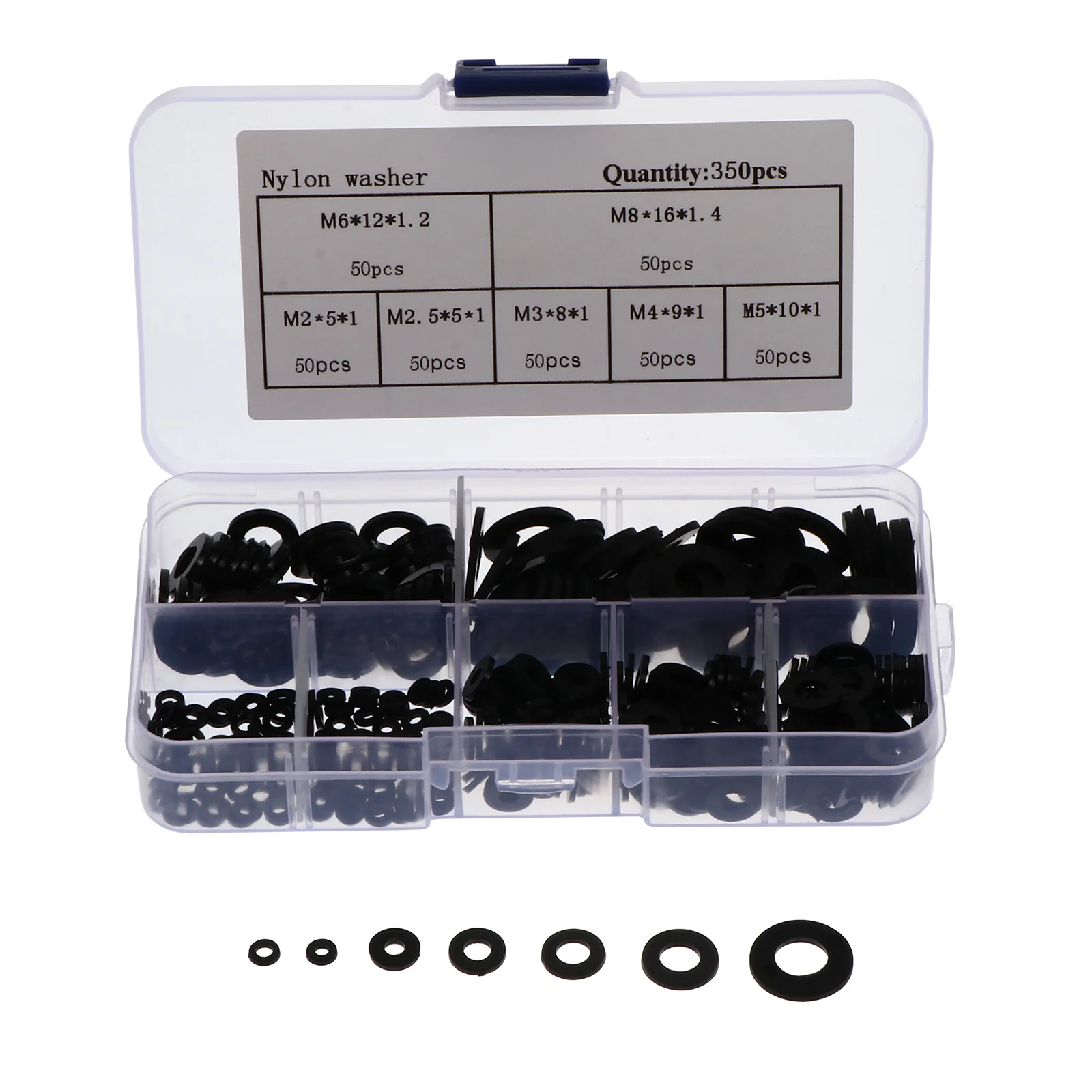 

350pcs Flat Washers Nylon Insulated Non-Magnetic Sealing Ring Spacer For Electrical Automotive Marine Use Gasket