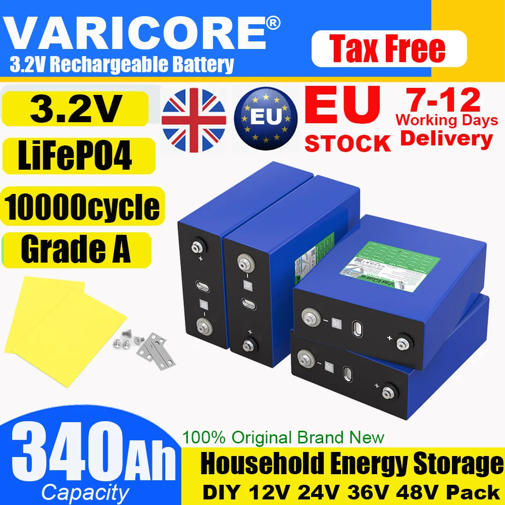 

3,2 В 340 Ач Lifepo4 аккумуляторная батарея литий-железо-фосфатный DIY путешествия солнечные автофургоны перенос ячейки алюминий без налога