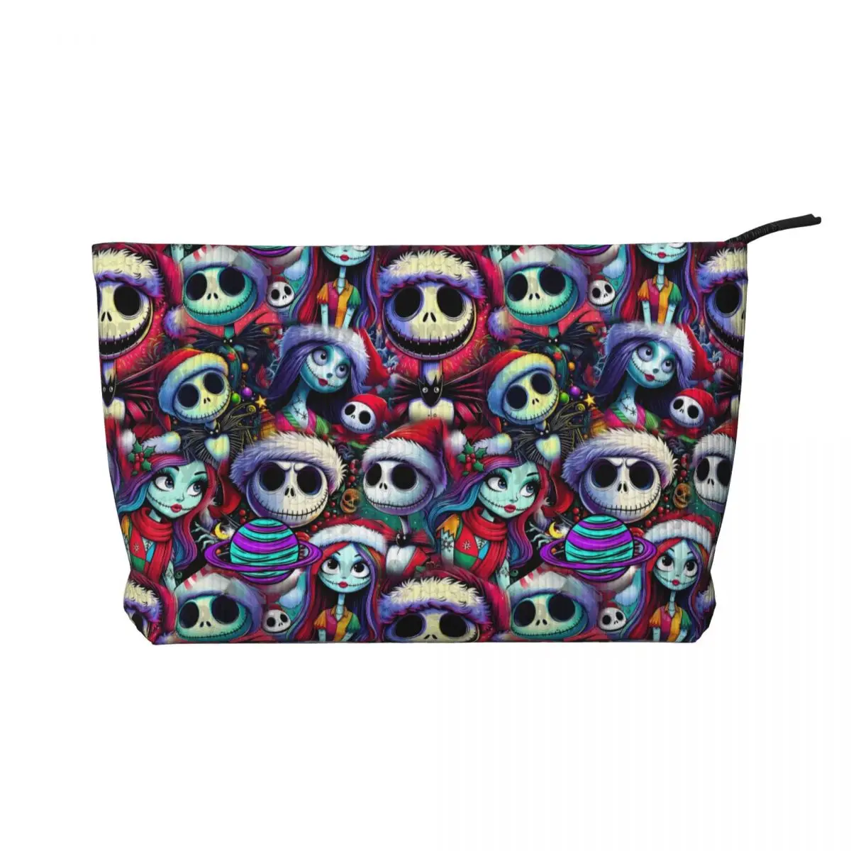 Neceser de pesadilla antes de Navidad para mujer, estuche de maquillaje de película de fantasía Musical de gran capacidad, almacenamiento de belleza, bolsas de aseo