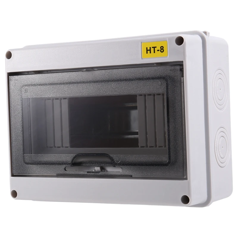 IP65 Mcb Breaker Box Distribution Protection Box ABS Power Electronic Din Rail Enclosure For Circuit Breaker HT-8 Way