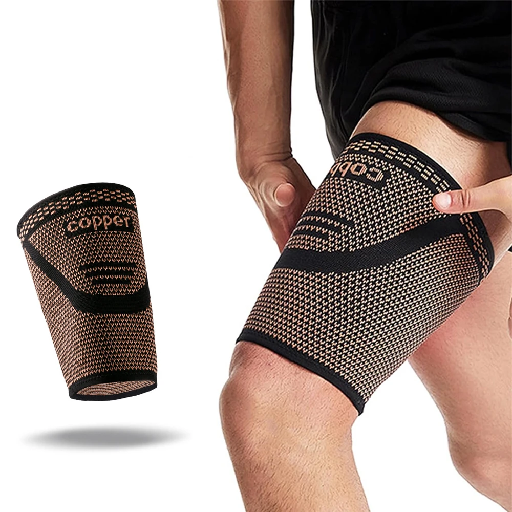 

1PC Copper Thigh Compression Sleeves,Hamstring Compression Sleeves for Groin,Quad,Workouts and Sports Recovery,Upper Leg Sleeve
