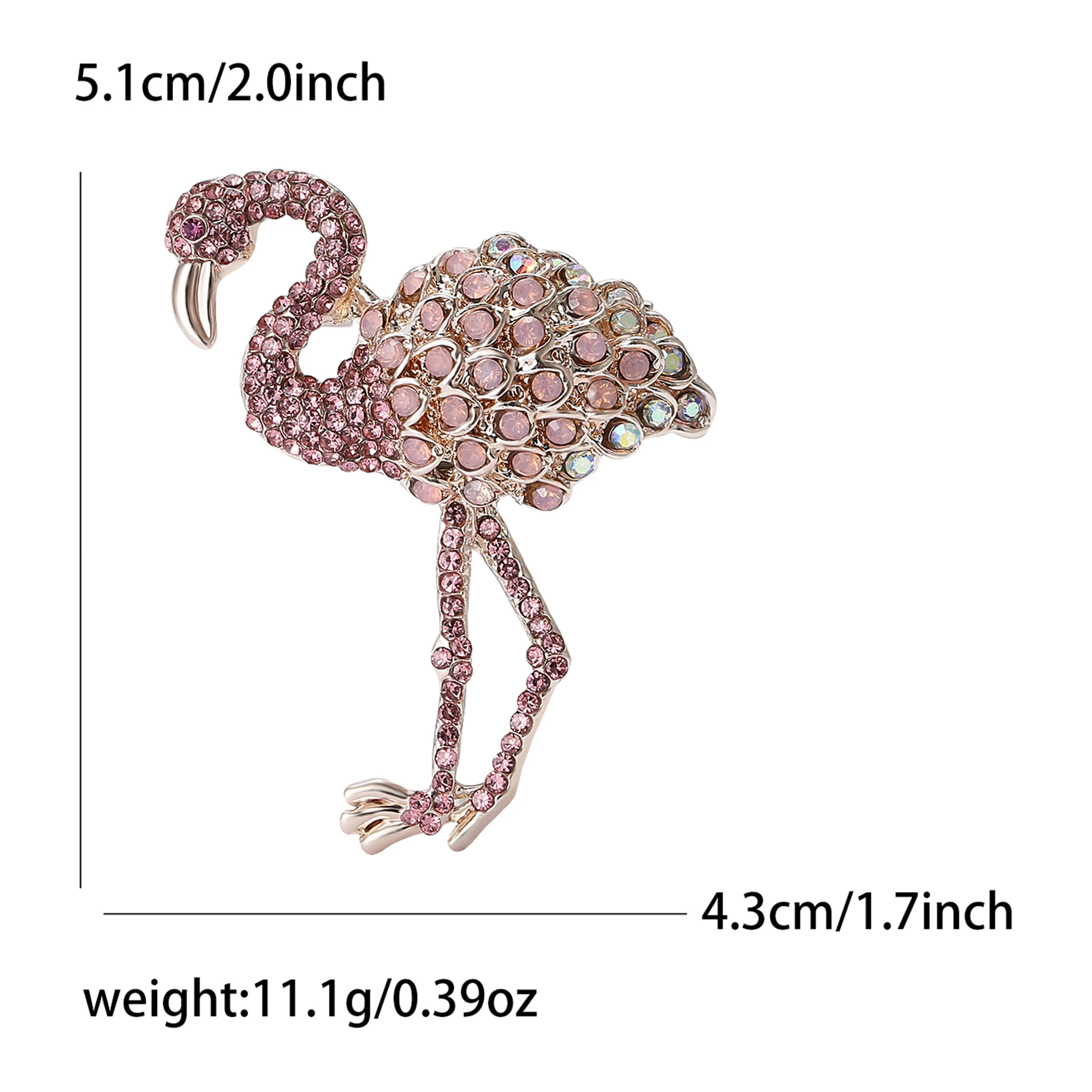 Beaut&Berry Rhinestone Flamingo Brooches for Women Unisex Animal Pins Casual Party Accessories New Gifts Friends Decoration