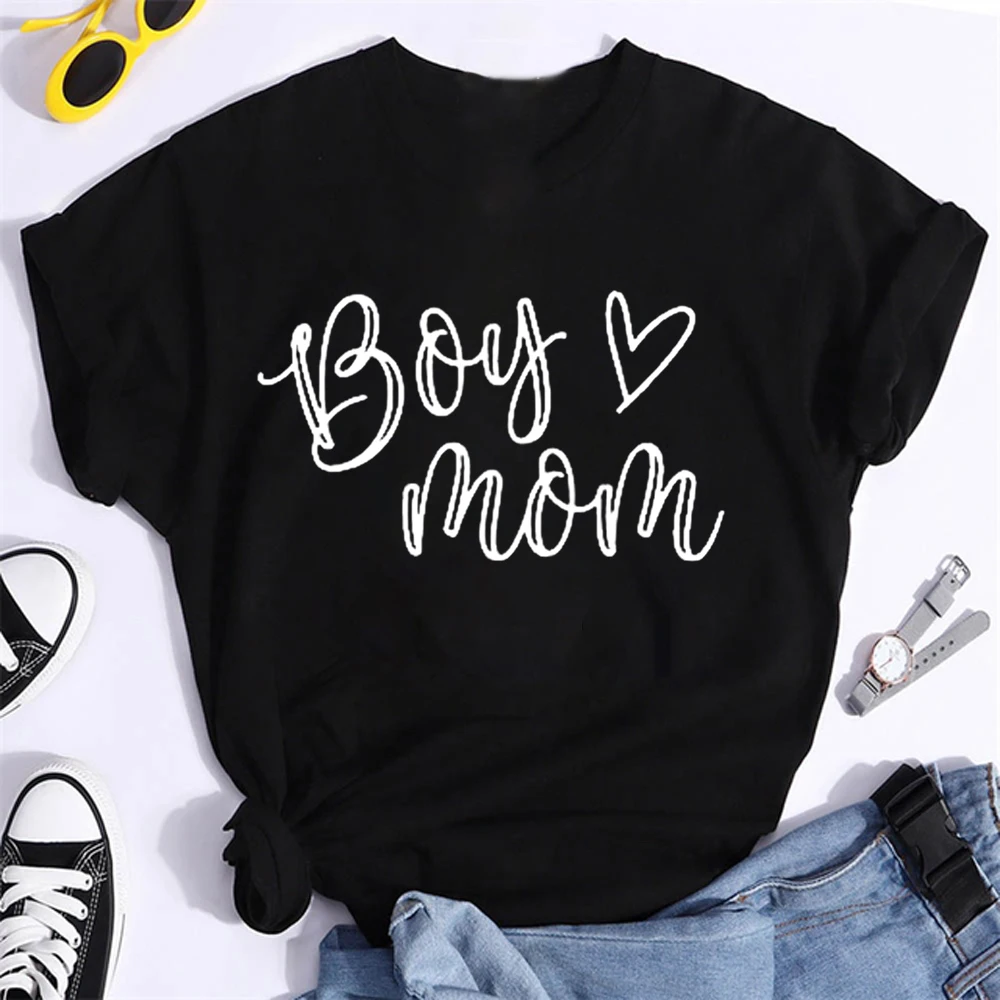 Women Print Lady Mom Mama Letter Love Cute Mother Graphic Summer Female Top Short Sleeve Fashion Graphic T-Shirt Clothes