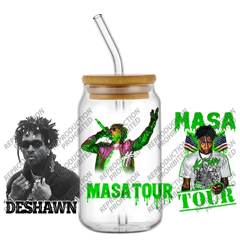 

High Quality 3D Singer MASA TOUR Decal UV DTF Cup Wrap for 16oz Libbey Glasses DIY Mug Transfer Sticker