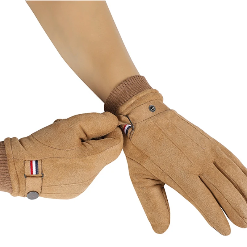 Youpin ฤดูหนาวหนังนิ่มผู้ชายถุงมืออุ่น Windproof ขับขี่ Mittens Touch หน้าจอหนา Cashmere ลื่นกลางแจ้งชายถุงมือ