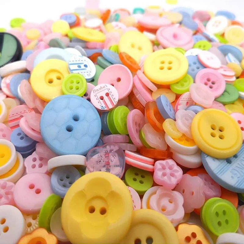 Children DIY Toys Colored Plastic Buttons Children Handmade Buttons Mixed DIY Creative Button Painting Material Package TMZ