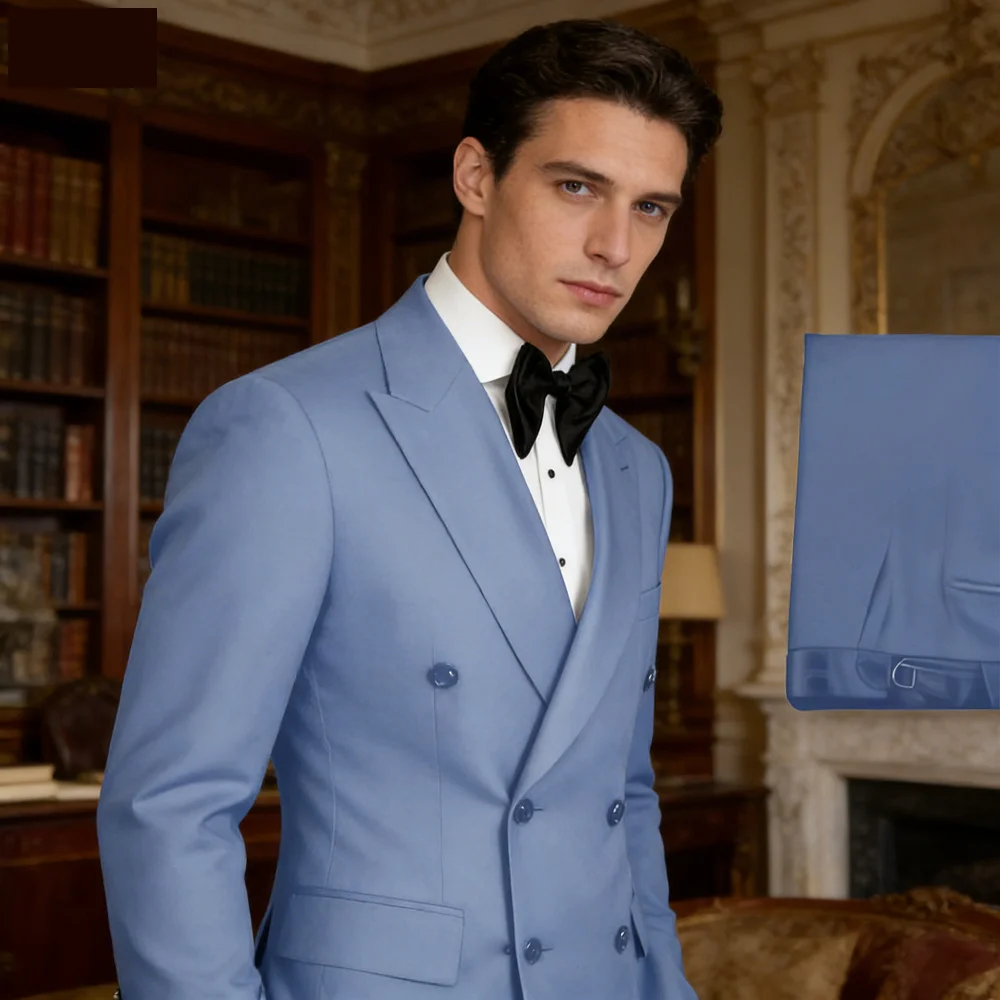 

Мужской классический костюм-двойка с пиджаком с острыми лацканами, приталенный, на заказ, для свадьбы