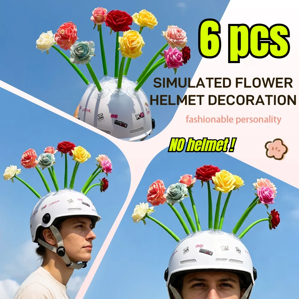 Personality Helmet Decoration Suction Cup Artificial Rose Flower Fashion Decor Accessory for Motorcycle Scooter Bike Helmet