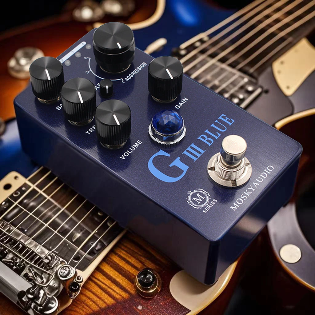 MOSKYAUDIO G III BLUE Overdrive Four Models True Bypass Preamp/Overdrive/Distortion Guitar Bass Effect Pedal Electric Guitar