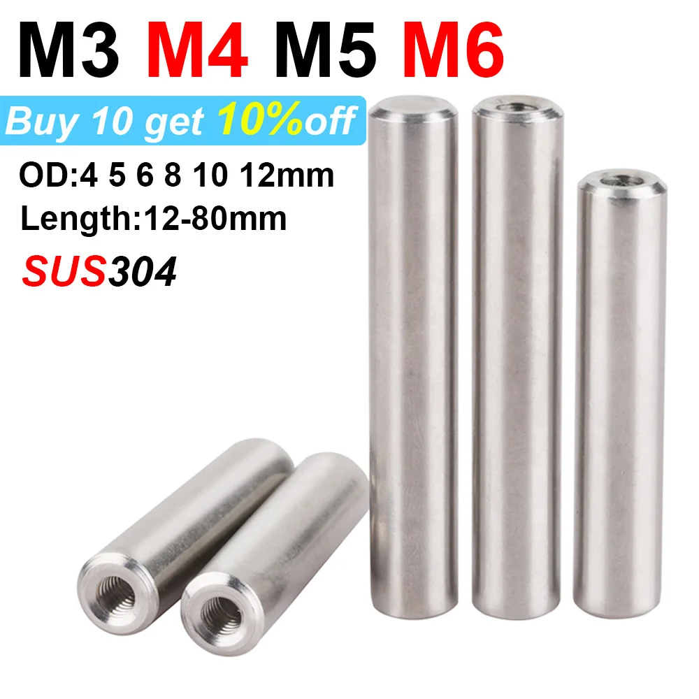 

Internal Thread Cylindrical Pin M3 M4 M5 M6 304 Stainless Steel Female Thread Locating Dowel Pin OD 4-12mm Length 12-80mm
