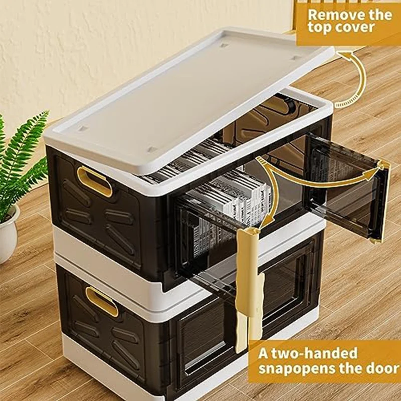 1 PCS Storage Bins With Doors And Lids Storage Bin PP For Closet Organizers And Storage, Storage Box With Wheels