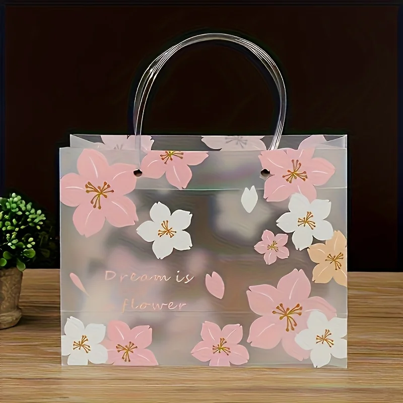 Bolso de mano, diseño elegante de "Los sueños son flores", para cumpleaños, envoltura de regalos de Navidad, regalos de fiesta, suministros para pequeñas empresas