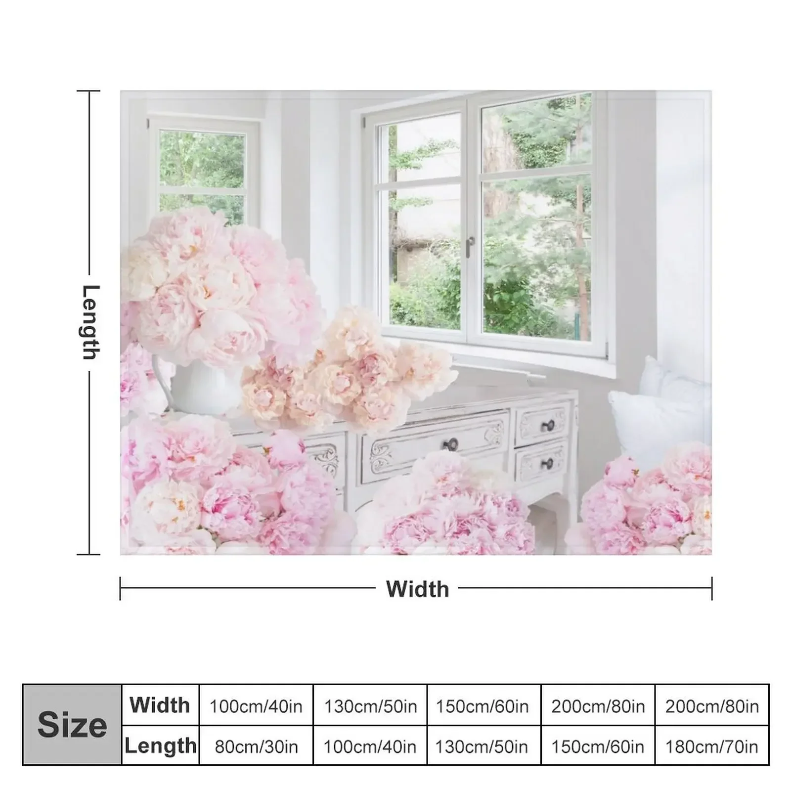 Shabby Chic Beautiful Pink Peonies Flowers Cottage Garden Wedding Decor Gift Throw Blanket Cute For Sofa Thin Travel Blankets