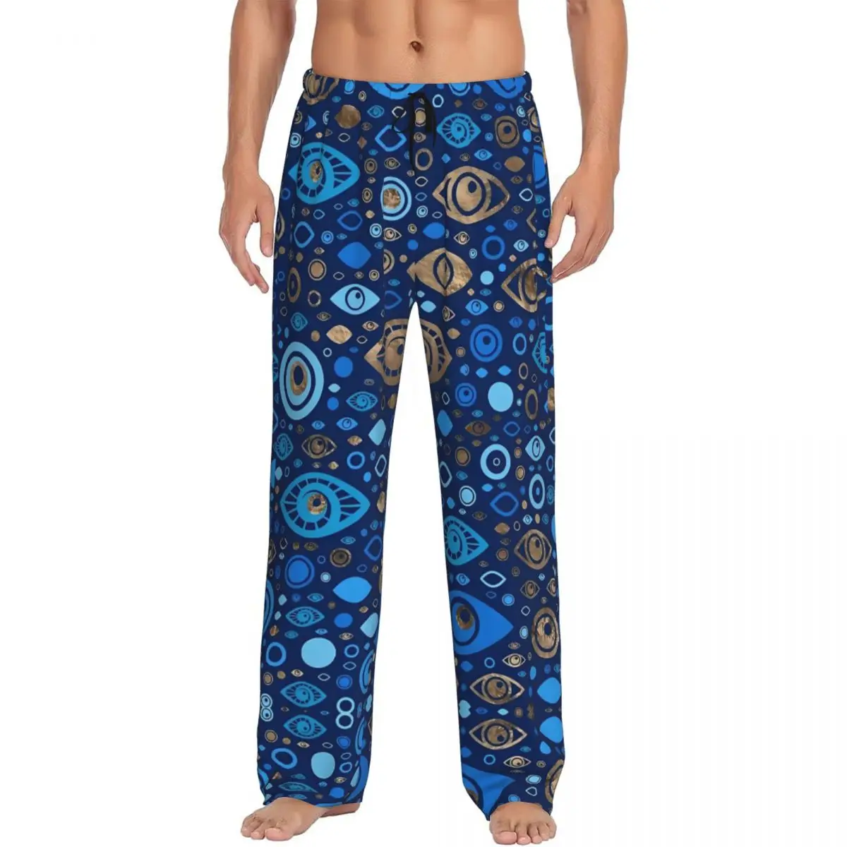 

Custom Nazar Evil Eye Pajama Pants Men Symbol Amulet Sleepwear Lounge Sleep Bottoms Stretch with Pockets